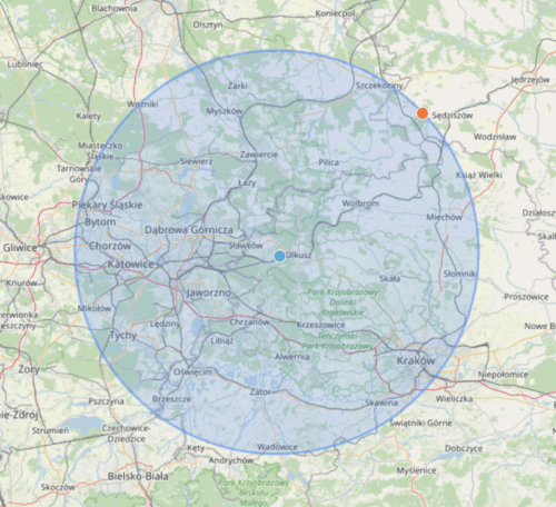 obszar wynajmu fotobudki 360, barmixa i abytkowego samochodu